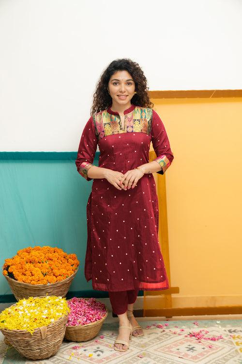 Shilpa Maroon Kurti Set