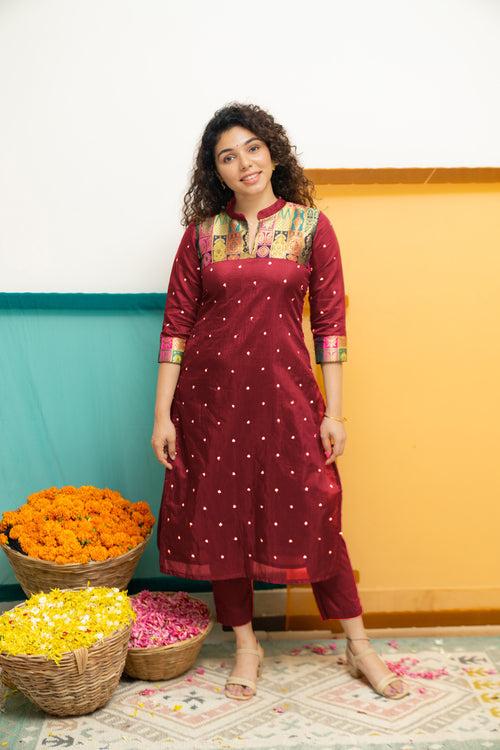 Shilpa Maroon Kurti Set