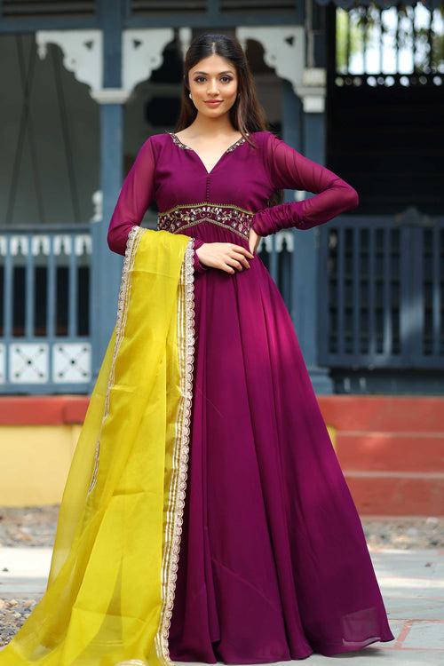 Wine and Olive Anarkali Dress(FW)