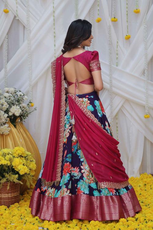 Magenta & Purple Dola Silk Lehenga (FW)