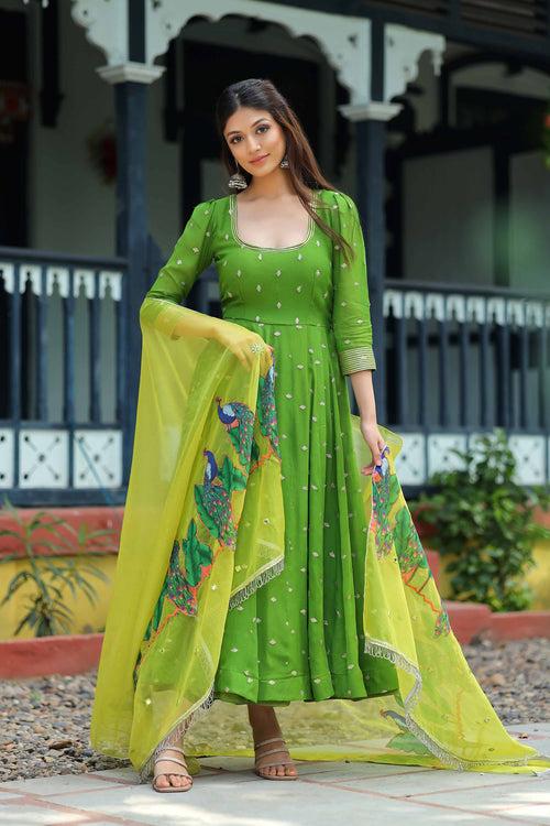 Parrot Green Anarkali Dress (FW)