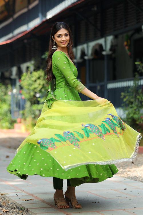 Parrot Green Anarkali Dress (FW)