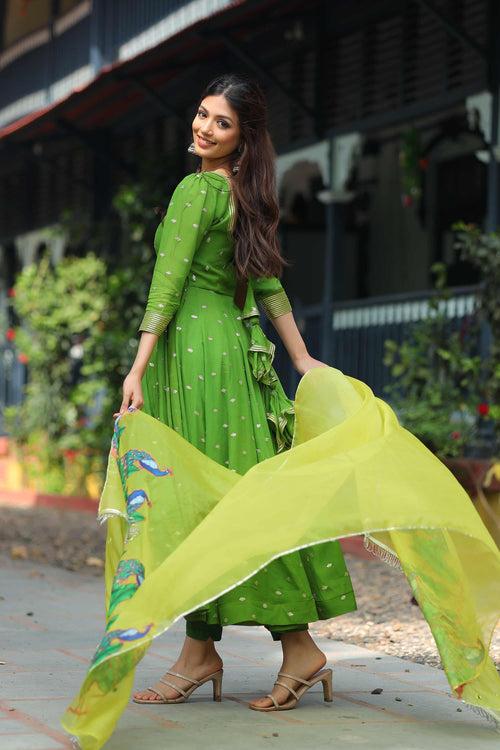 Parrot Green Anarkali Dress (FW)