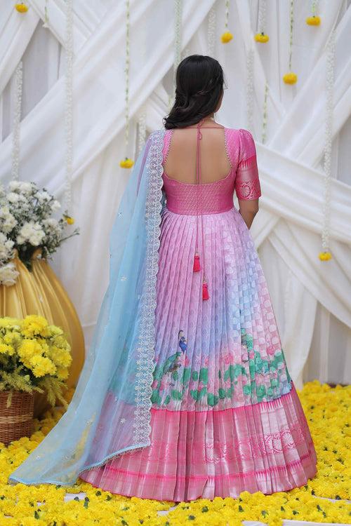 Pink Banarasi dress with sequence-worked organza dupatta(FW)