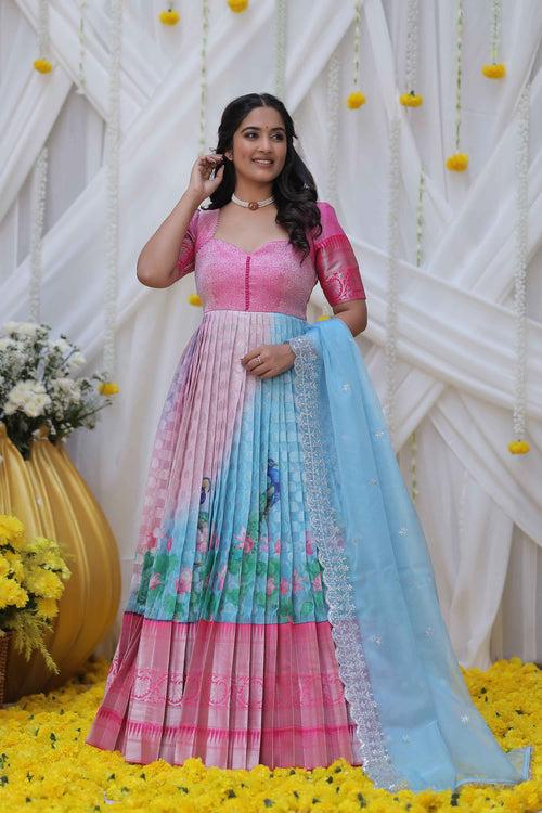 Pink Banarasi dress with sequence-worked organza dupatta(FW)