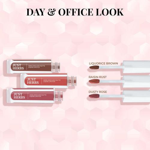 Full-Size Herb Enriched Matte Liquid Lipstick Kit - Set of 3 (6ml)