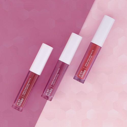 Full-Size Herb Enriched Matte Liquid Lipstick Kit - Set of 3 (6ml)