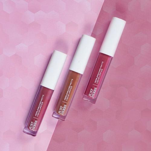 Full-Size Herb Enriched Matte Liquid Lipstick Kit - Set of 3 (6ml)