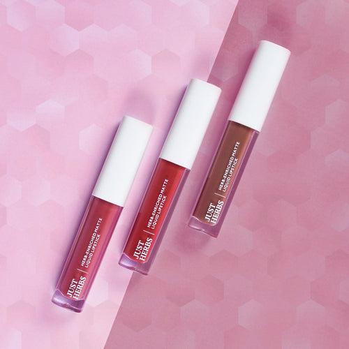 Full-Size Herb Enriched Matte Liquid Lipstick Kit - Set of 3 (6ml)