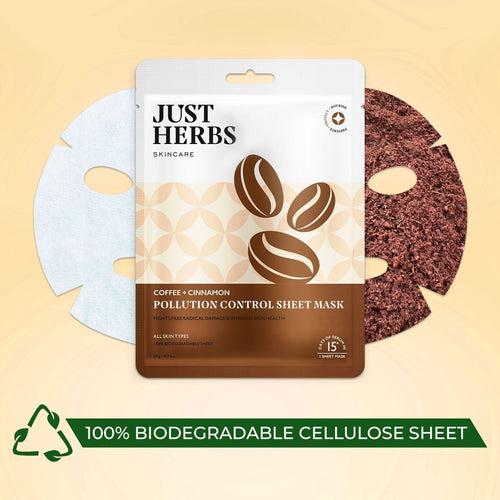 Coffee Sheet Mask with Cinnamon For Pollution Control Pack of 1