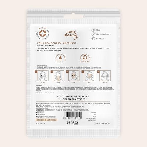 Coffee Sheet Mask with Cinnamon For Pollution Control Pack of 1
