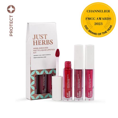 Full-Size Herb Enriched Matte Liquid Lipstick Kit - Set of 3 (6ml)