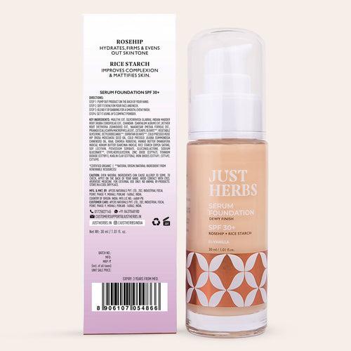 Serum Foundation Dewy Finish SPF 30+ with Rosehip and Rice Starch - Just Herbs