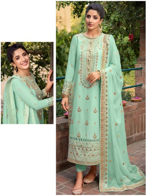 Elegant Georgette Suit with Intricate Embroidery