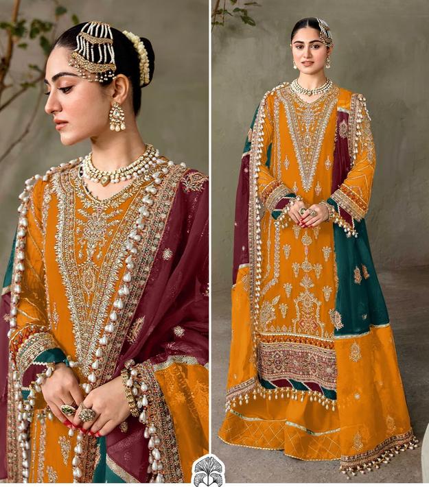 Elegant Embroidered Traditional Dress - In Colours