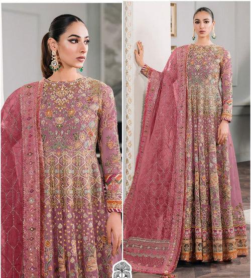 Luxurious Gown Style Embroidered Dress - In Colors