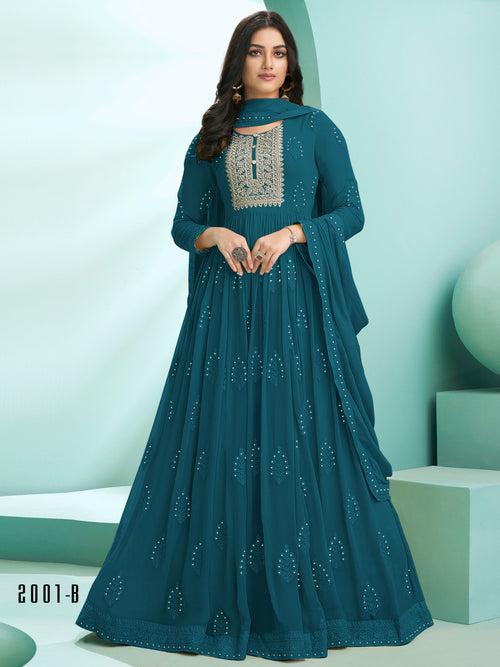 Thread Embroidered Georgette Long Anarkali Suit