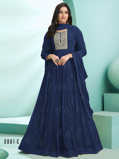Thread Embroidered Georgette Long Anarkali Suit