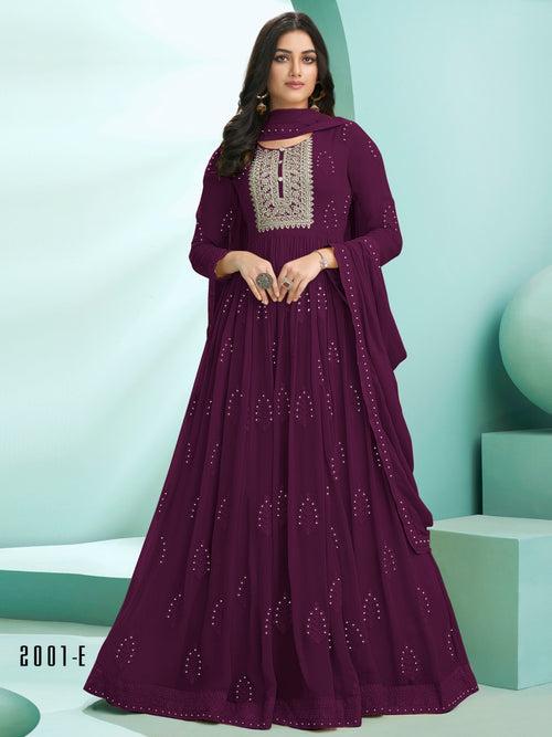 Thread Embroidered Georgette Long Anarkali Suit