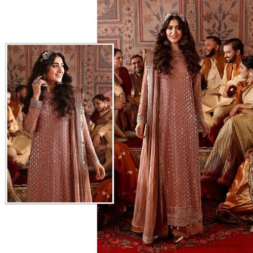 Faux Georgette Semi Stitched Sequence Work Long Pakistani Suit for Women