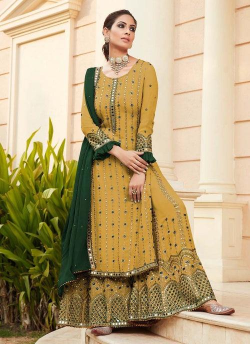 Preferable Partywear Embroidered Georgette Palazzo Suit