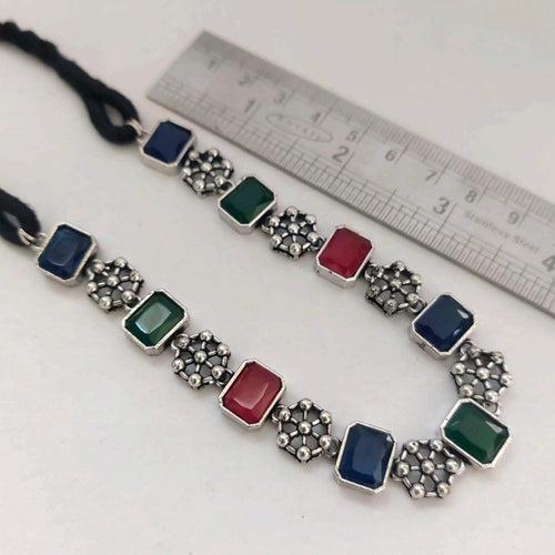 Ethnic Treasure: Green Red And Blue Stone Necklaced