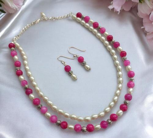 Double Delight: Pink and White Beaded Necklace