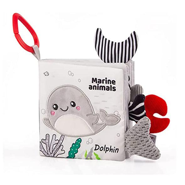 Crinkle Soft Baby Books, 3D Touch Feel High Contrast Cloth Book -Marine Animals