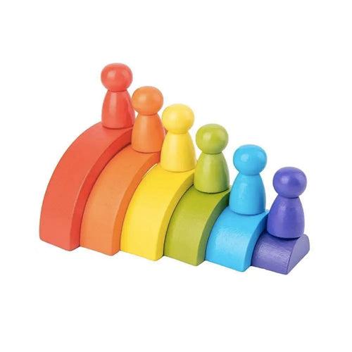 Rainbow Stacking Blocks with 6 Pcs doll small Fun Toy