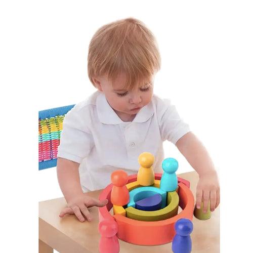 Rainbow Stacking Blocks with 6 Pcs doll small Fun Toy