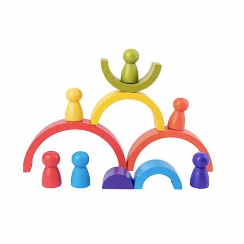 Rainbow Stacking Blocks with 6 Pcs doll small Fun Toy