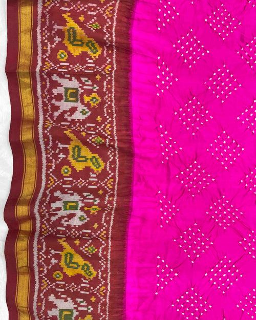 Maroon & Pink Patola Bandhej