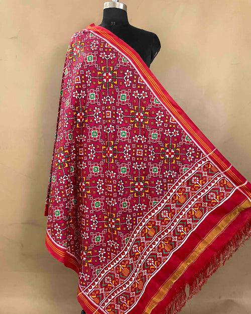 Red & Pink Navratan Designer Patola Dupatta