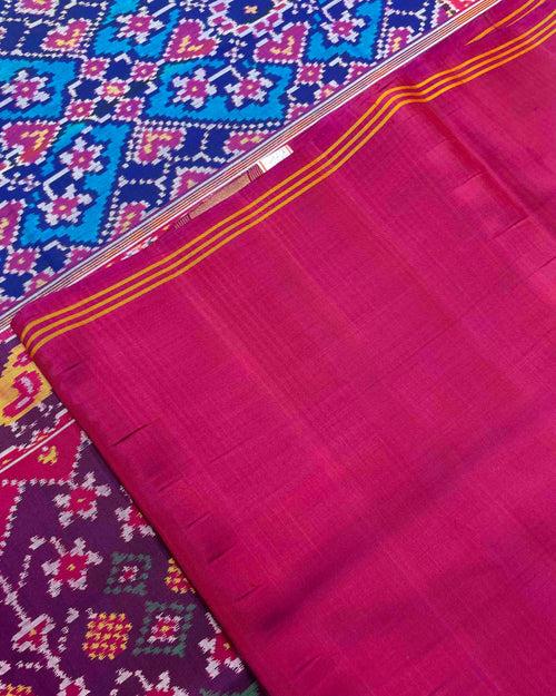 Pink & Turquoise Navratan Designer Patola Saree