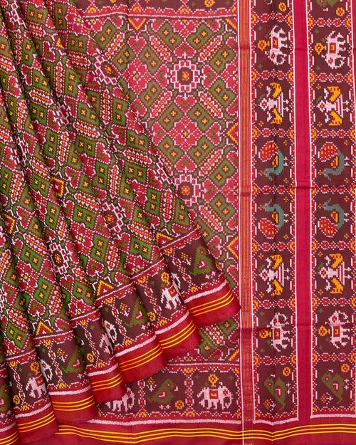 Red & Green Manekchowk Patola Saree