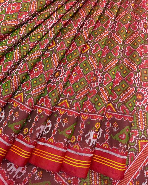 Red & Green Manekchowk Patola Saree