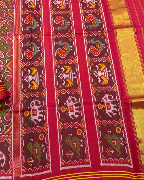 Red & Green Manekchowk Patola Saree