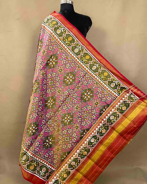 Red & Pink Navratan Tissue Patola Dupatta