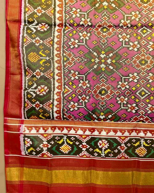 Red & Pink Navratan Tissue Patola Dupatta