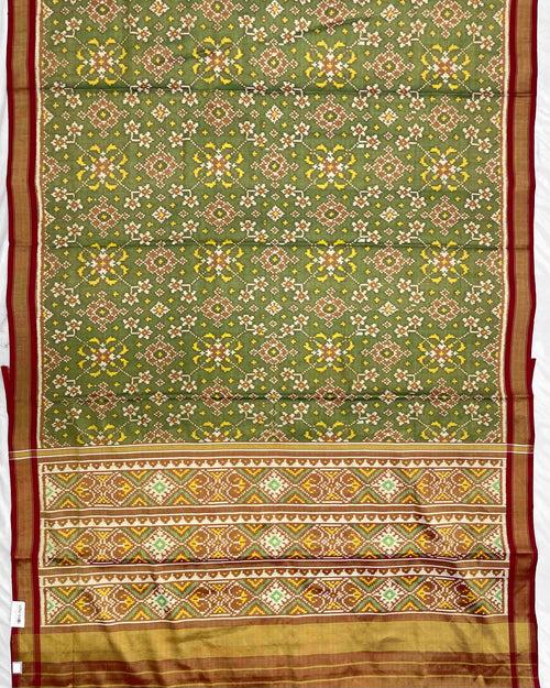 Maroon & Green Navratan Tissue Patola Saree