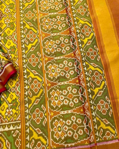 Red & Yellow Navratan Tissue Patola Saree