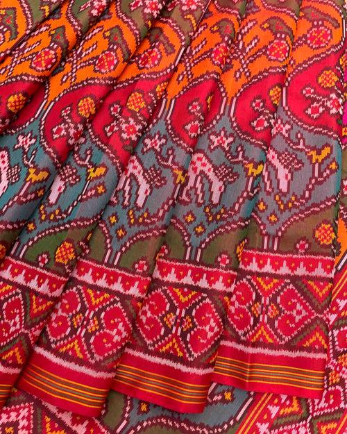 Red & Multicolour Big Figure Narikunj Patola Saree