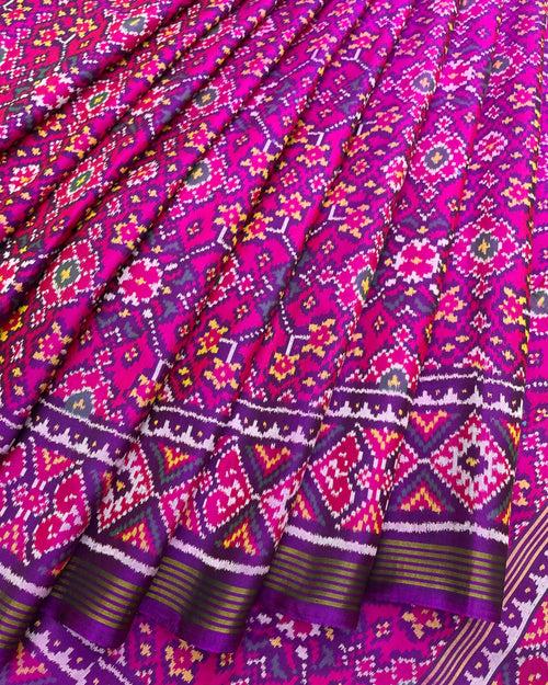 Purple & Pink Navratan Designer Patola Saree