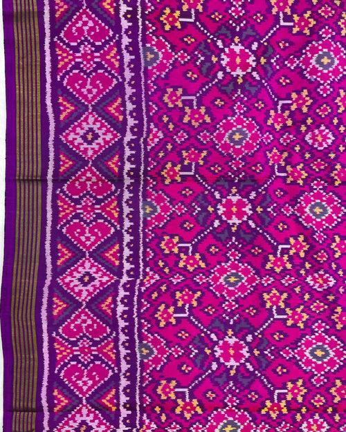 Purple & Pink Navratan Designer Patola Saree