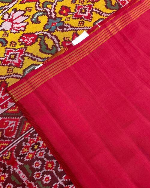 Red & Yellow Fancy Flower Patola Saree