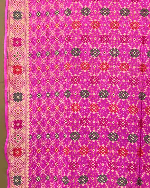 Baby Pink Meenakari Georgette Bandhani Dupatta