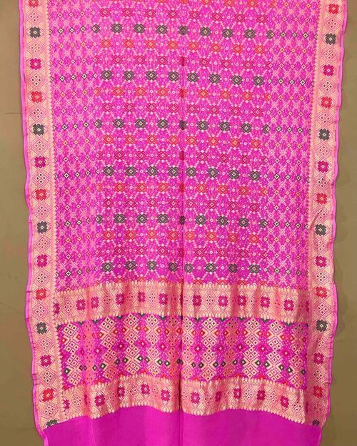 Baby Pink Meenakari Georgette Bandhani Dupatta