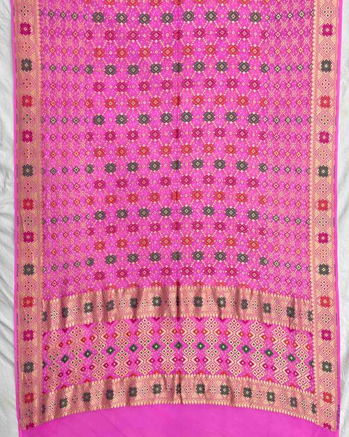 Baby Pink Meenakari Georgette Bandhani Dupatta