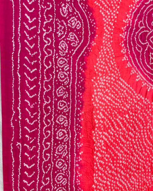 Pink & Peach Gajji Bandhani Dupatta