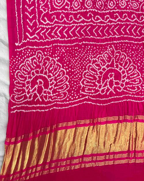 Pink & Peach Gajji Bandhani Dupatta